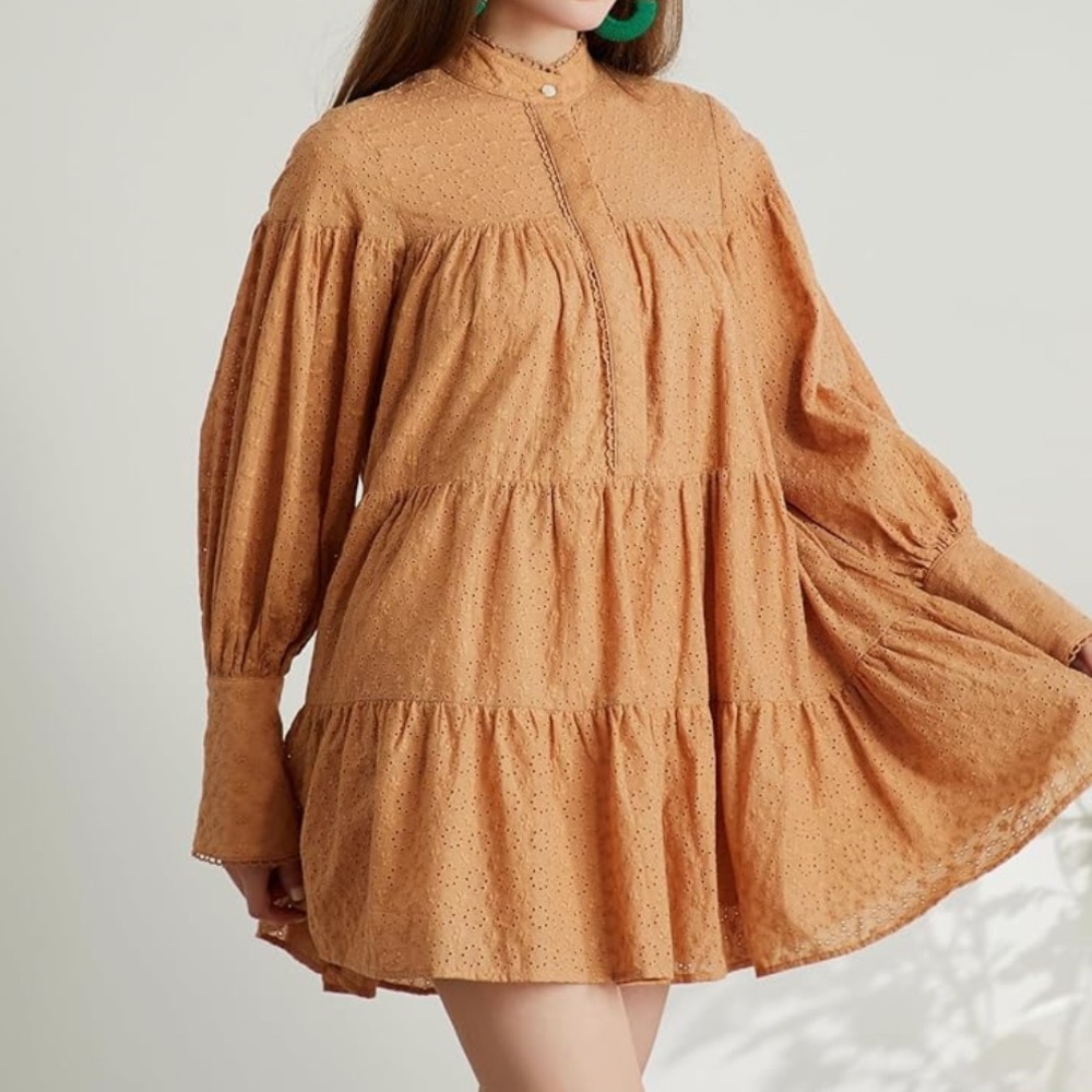 Women's Bohemian Floral Embroidered Long Sleeve Dress